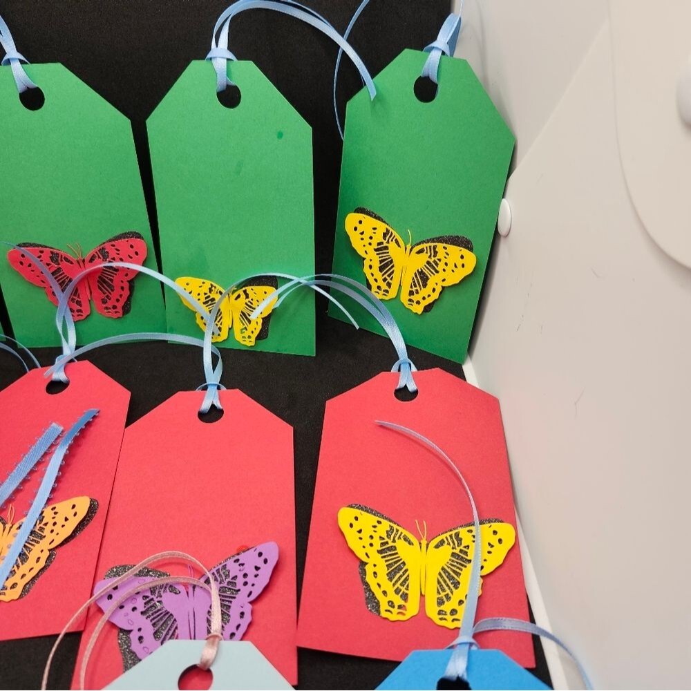 Hand Crafted Colorful Butterfly Gift Tags Thank You Cards Set Of 12 - Picture 5 of 13